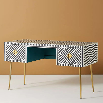 Ameerah Console Desk - Black & White Bone Inlay