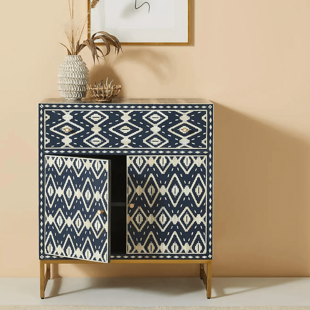 Aalee Cabinet - Blue & White Bone Inlay