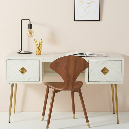 Farah Console Desk - White Bone Inlay