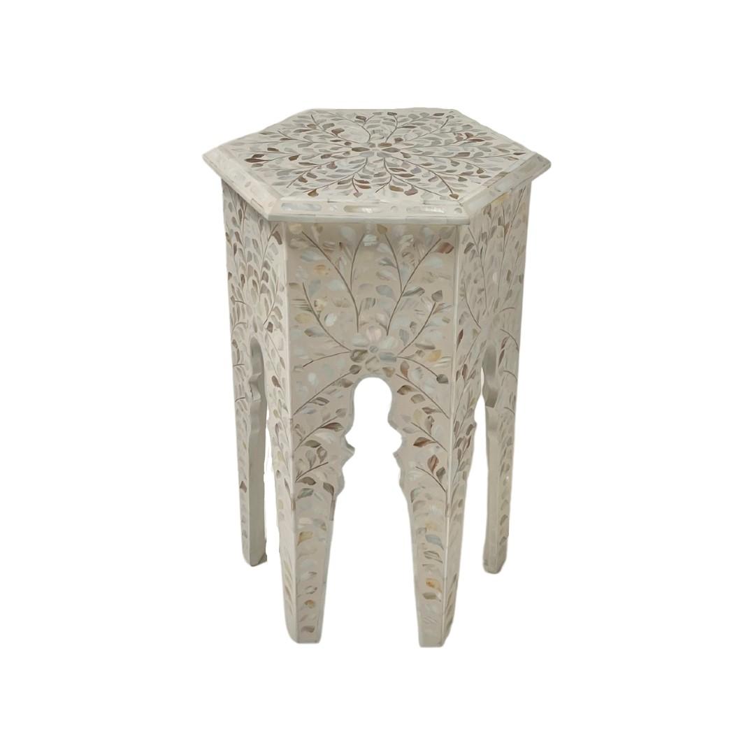 Mirana Side Table - Black & White Bone Inlay front side