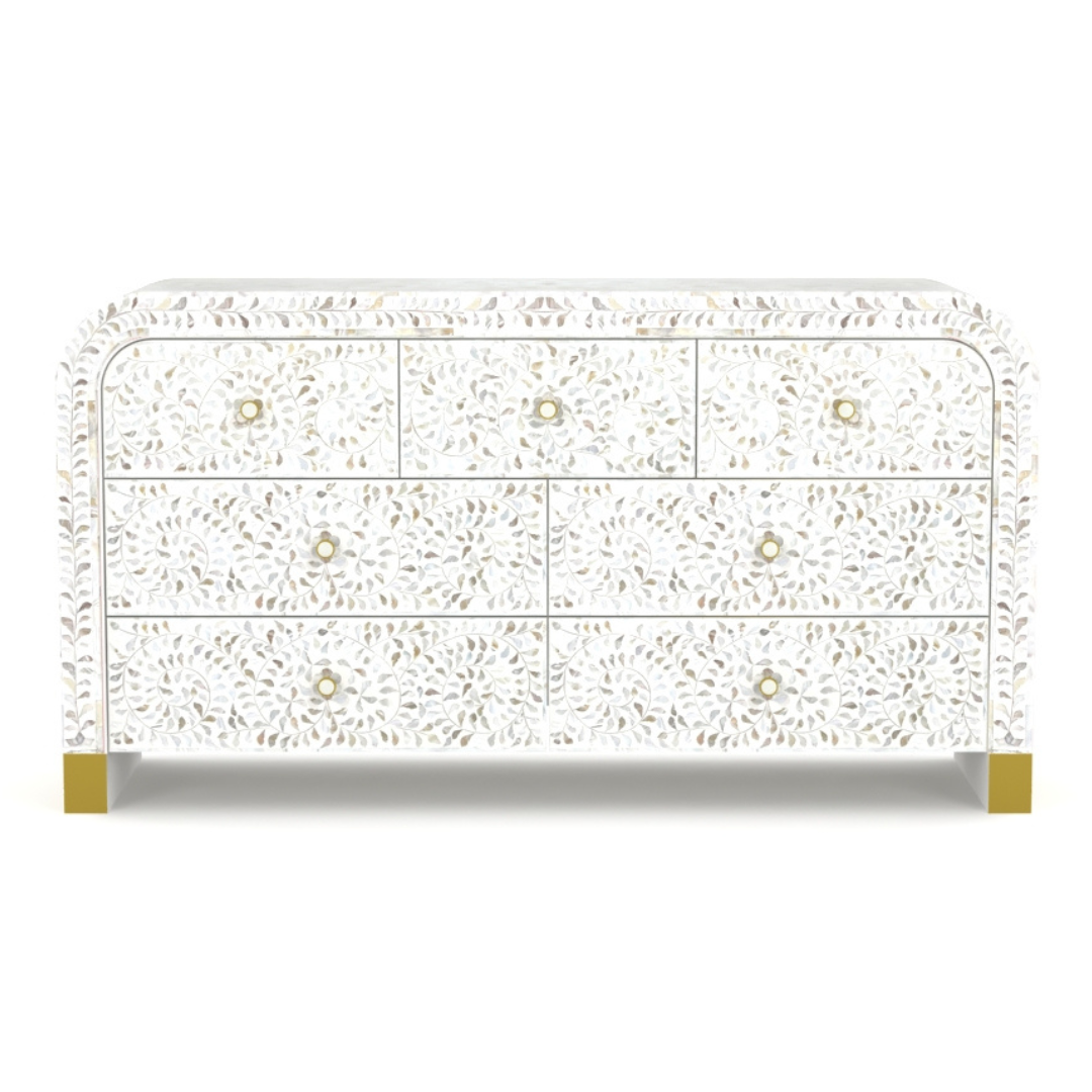 Iris Chest of Drawers - White Mother of Pearl Inlay