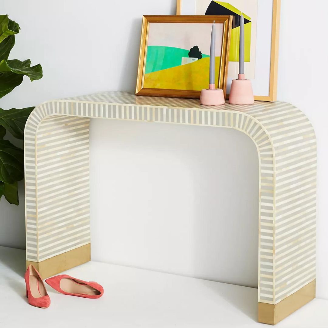 Saphed Console Table - Grey Bone Inlay