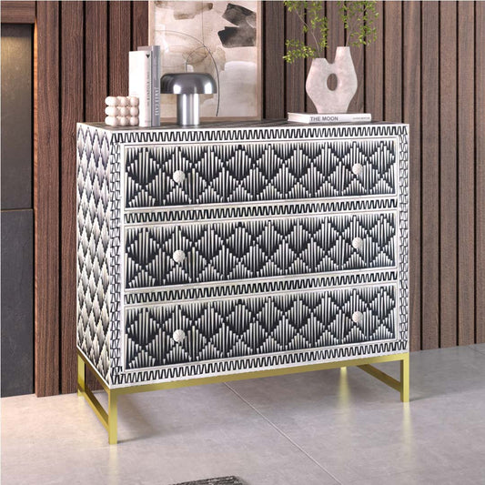 Elnaz Chest of Drawers - Black Bone Inlay