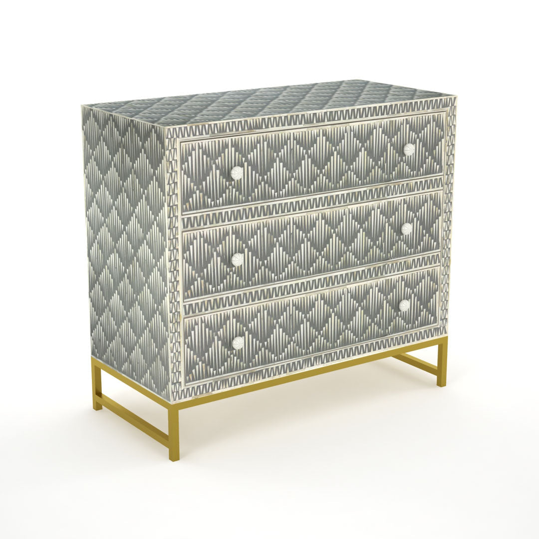 Elnaz Chest of Drawers - Grey Bone Inlay