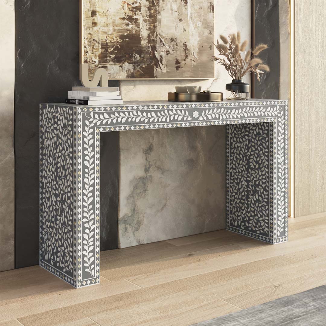 Aaina Console Table - Grey Bone Inlay