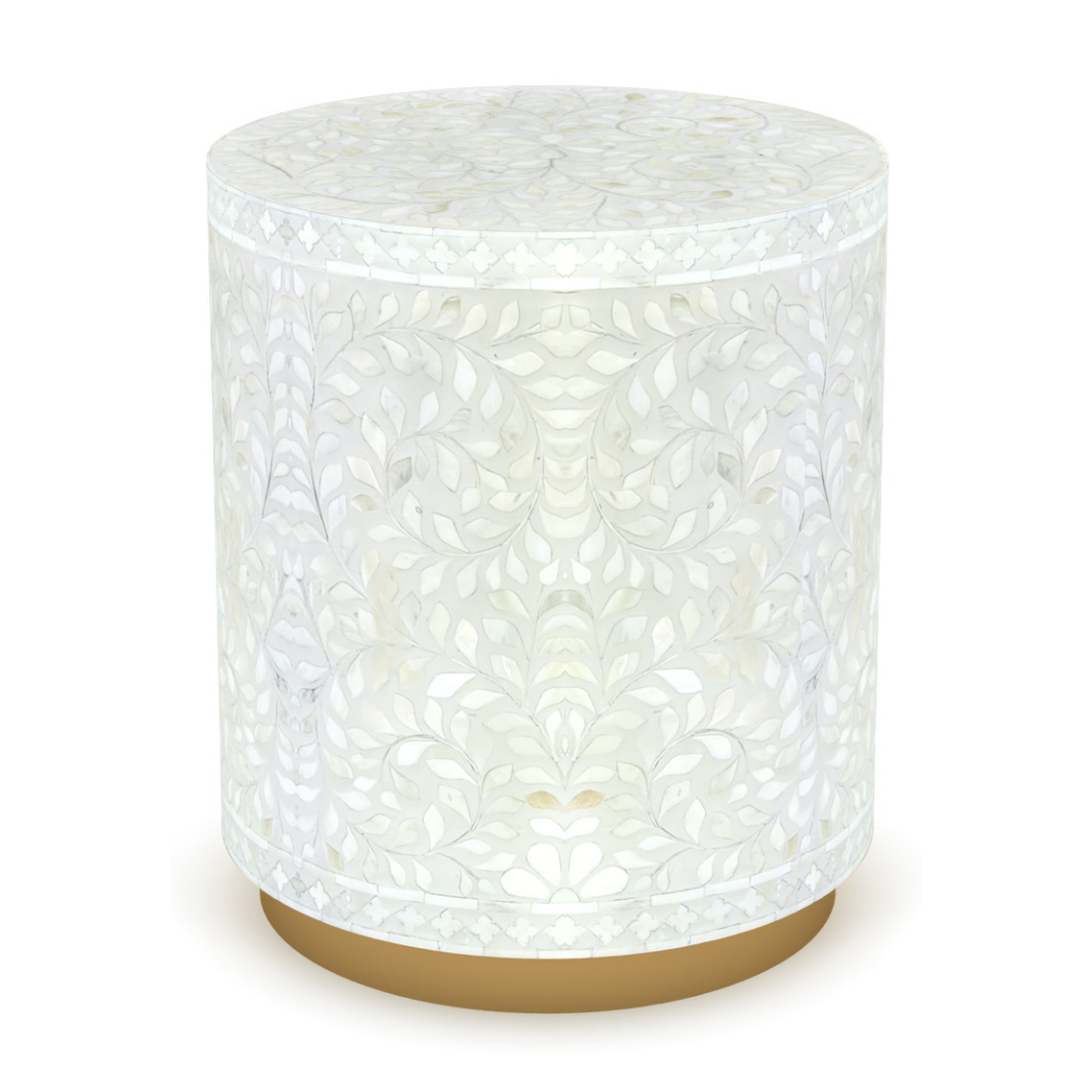 Jade Side Table - White Bone Inlay