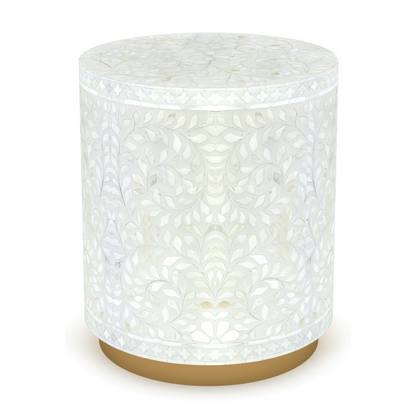 Jade Side Table - White Bone Inlay