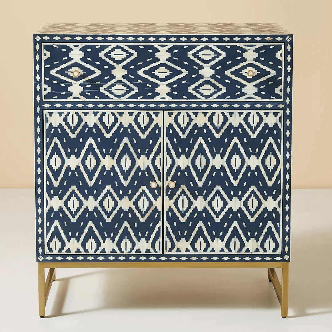 Aalee Cabinet - Blue & White Bone Inlay