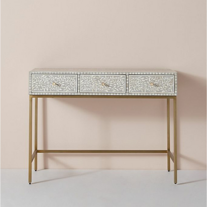 Seema Dresser Console & Stool - Grey Bone Inlay