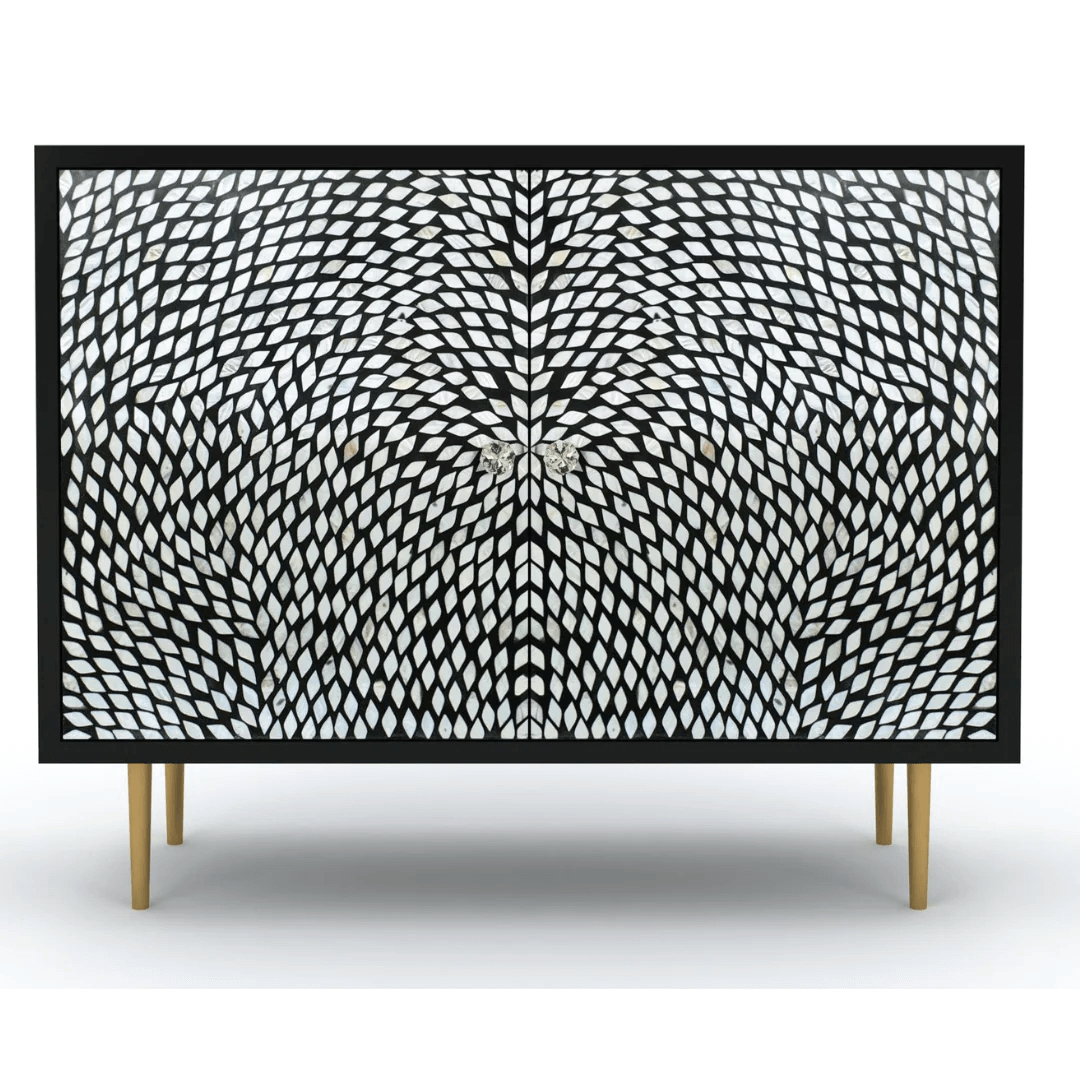 Zarah Cabinet - Black Mother of Pearl Inlay