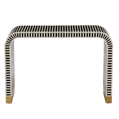 Saphed Console Table - Black & White Bone Inlay