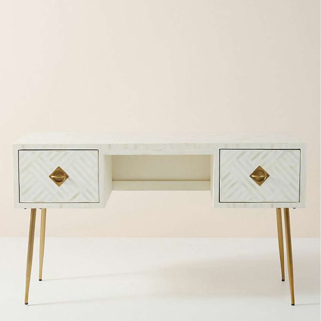 Farah Console Desk - White Bone Inlay