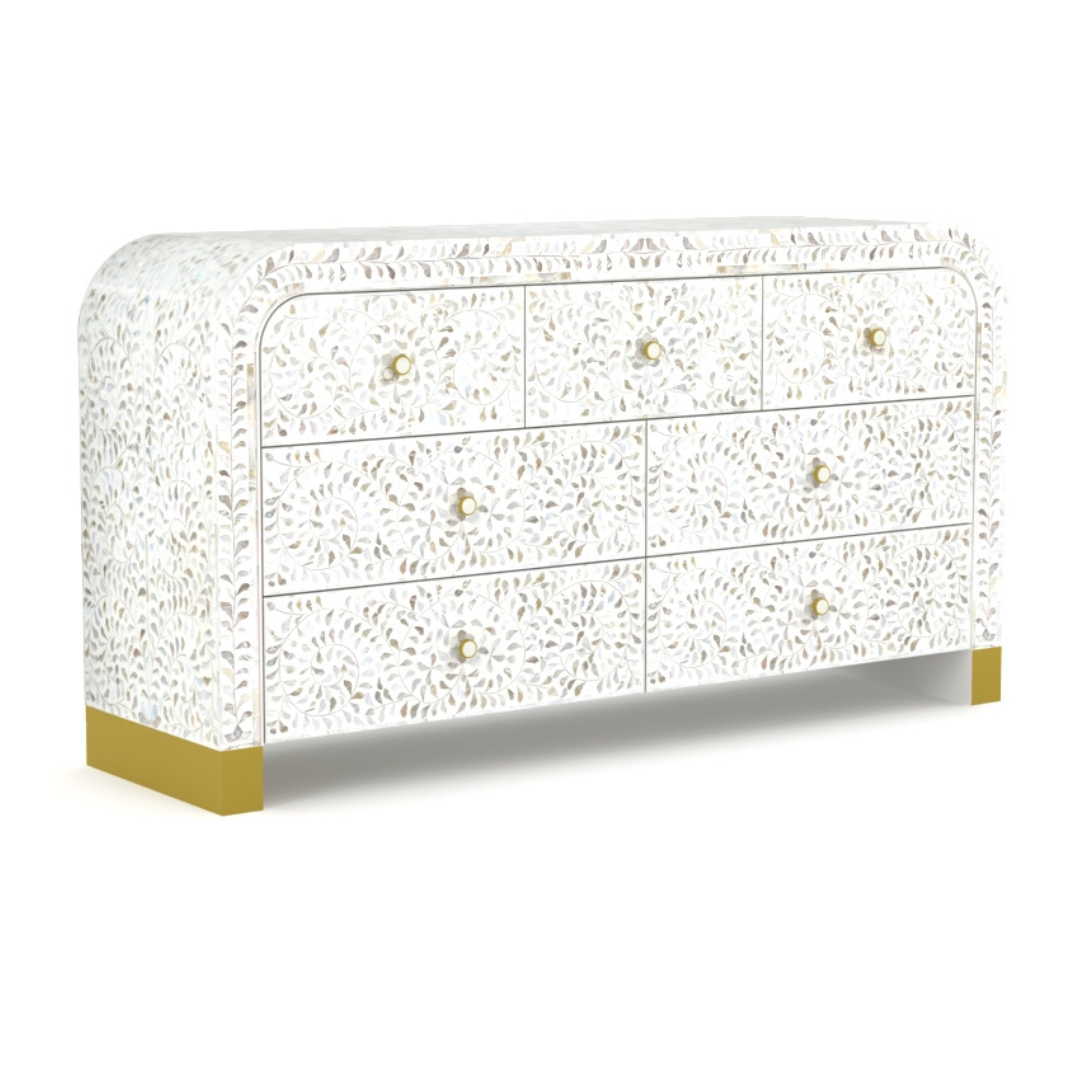 Iris Chest of Drawers - White Mother of Pearl Inlay