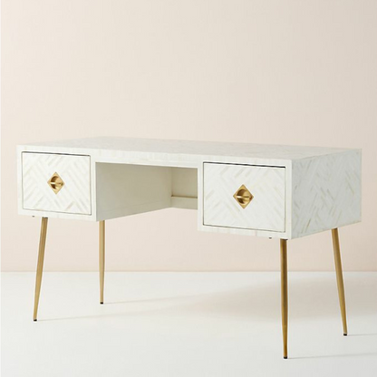 Farah Console Desk - White Bone Inlay