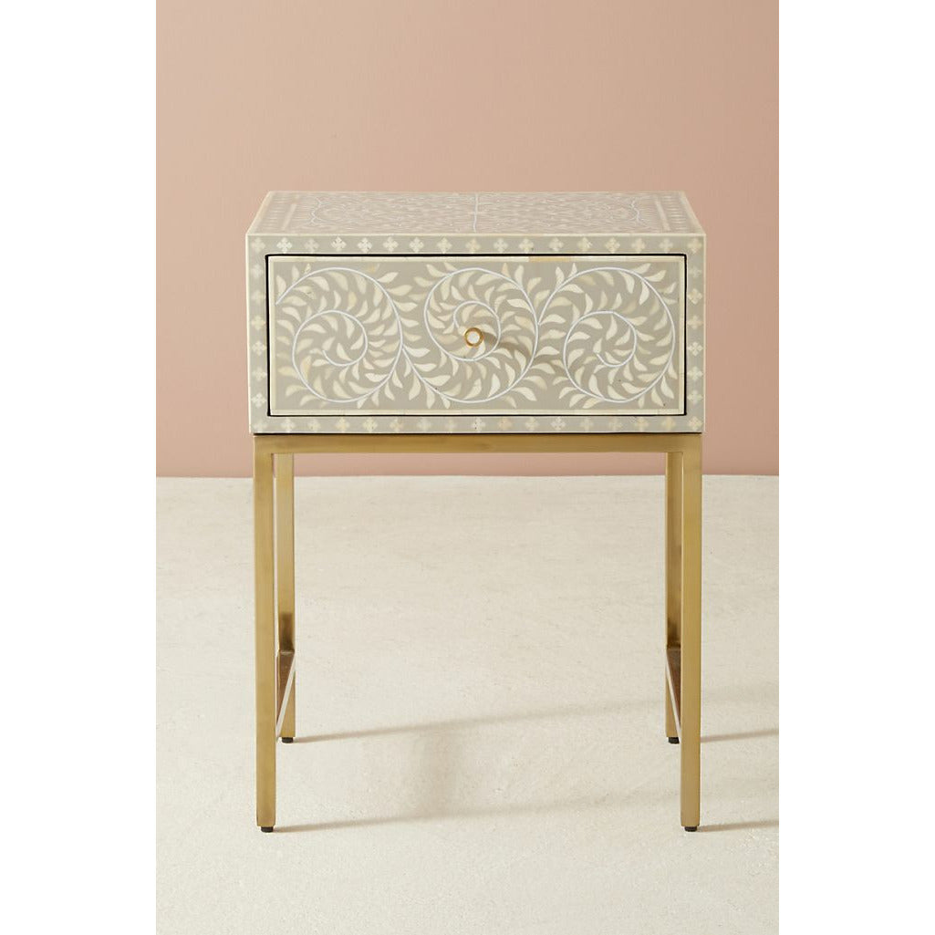 Seema Side Drawer - Grey Bone Inlay