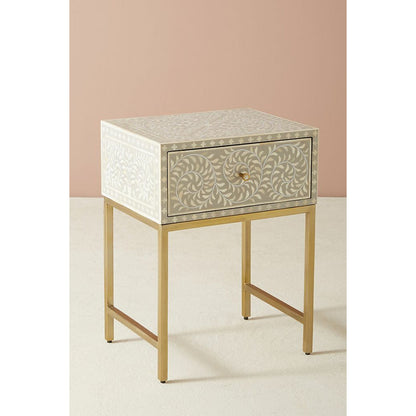 Seema Side Drawer - Grey Bone Inlay