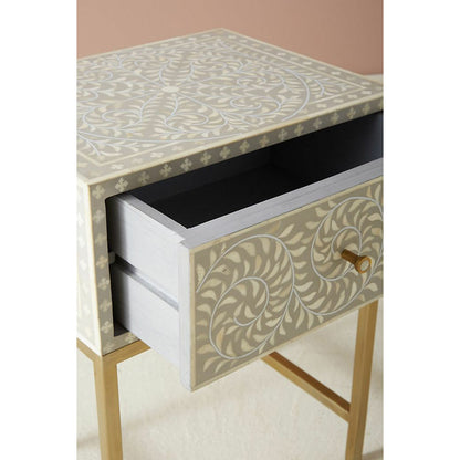 Seema Side Drawer - Grey Bone Inlay