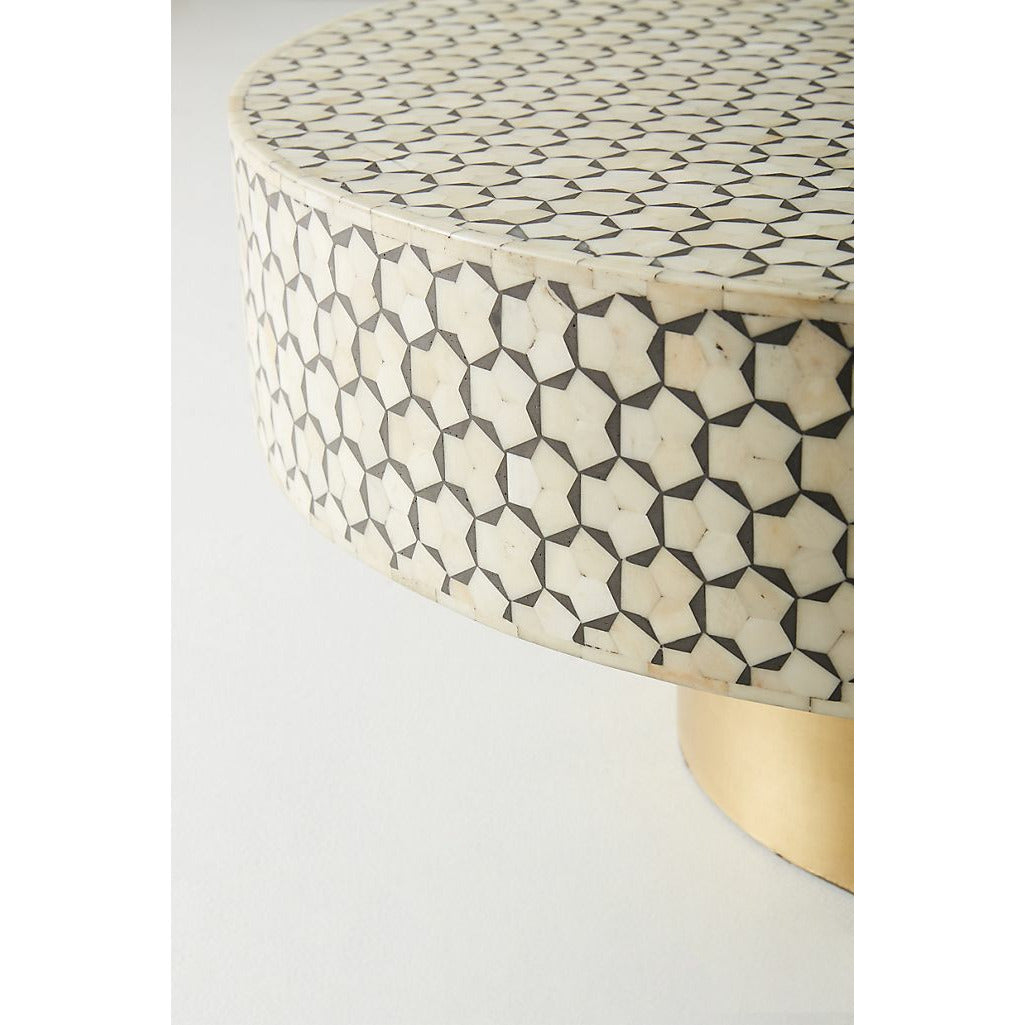 Ebi Coffee Table - Black & White Bone Inlay closer