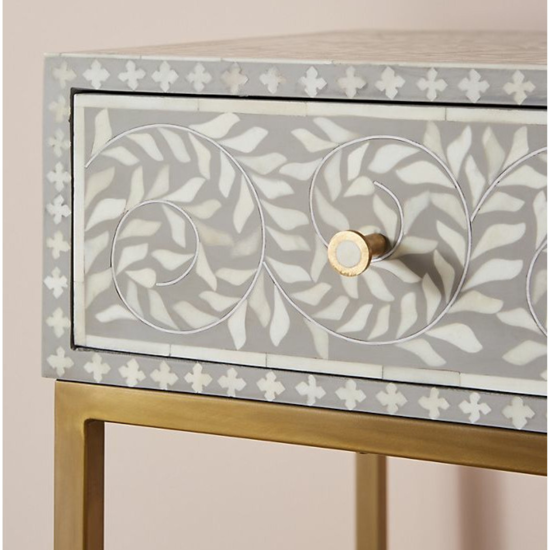 Seema Dresser Console & Stool - Grey Bone Inlay