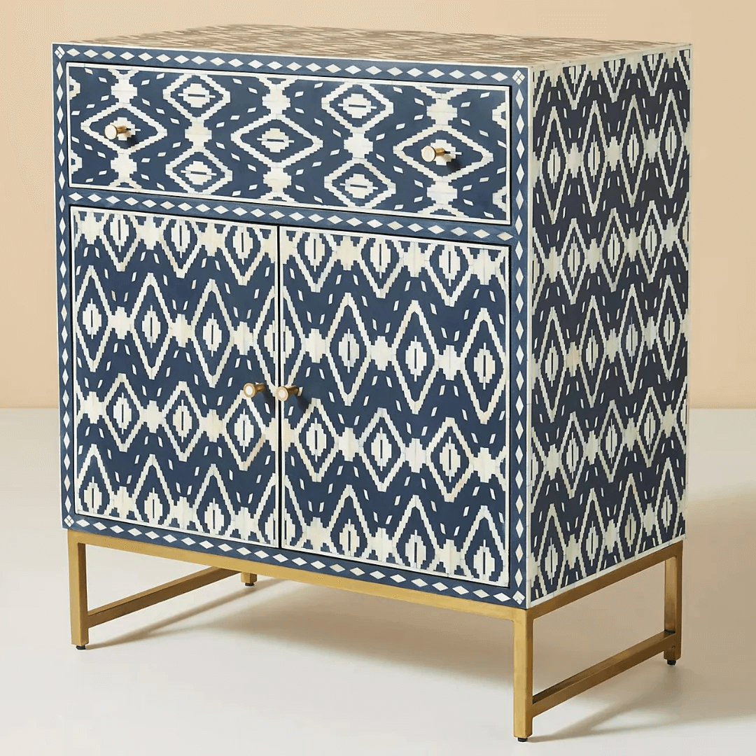 Aalee Cabinet - Blue & White Bone Inlay