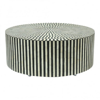 Manzil Coffee Table - Black & White Bone Inlay