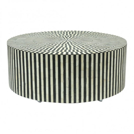 Manzil Coffee Table - Black & White Bone Inlay