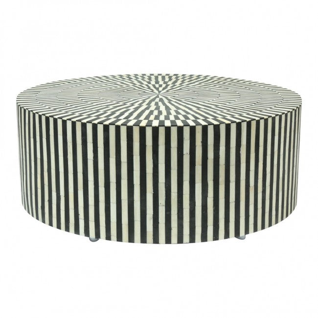 Manzil Coffee Table - Black & White Bone Inlay