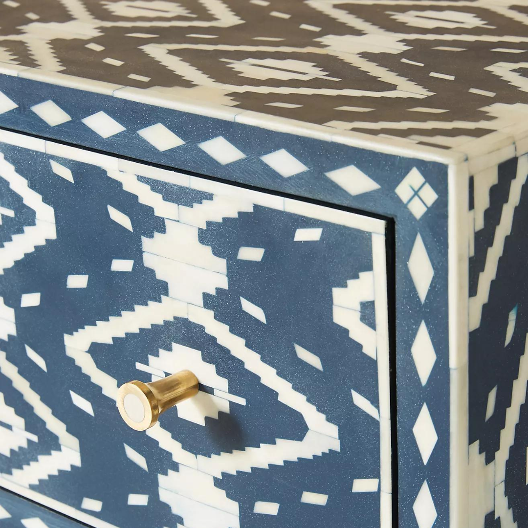 Aalee Cabinet - Blue & White Bone Inlay