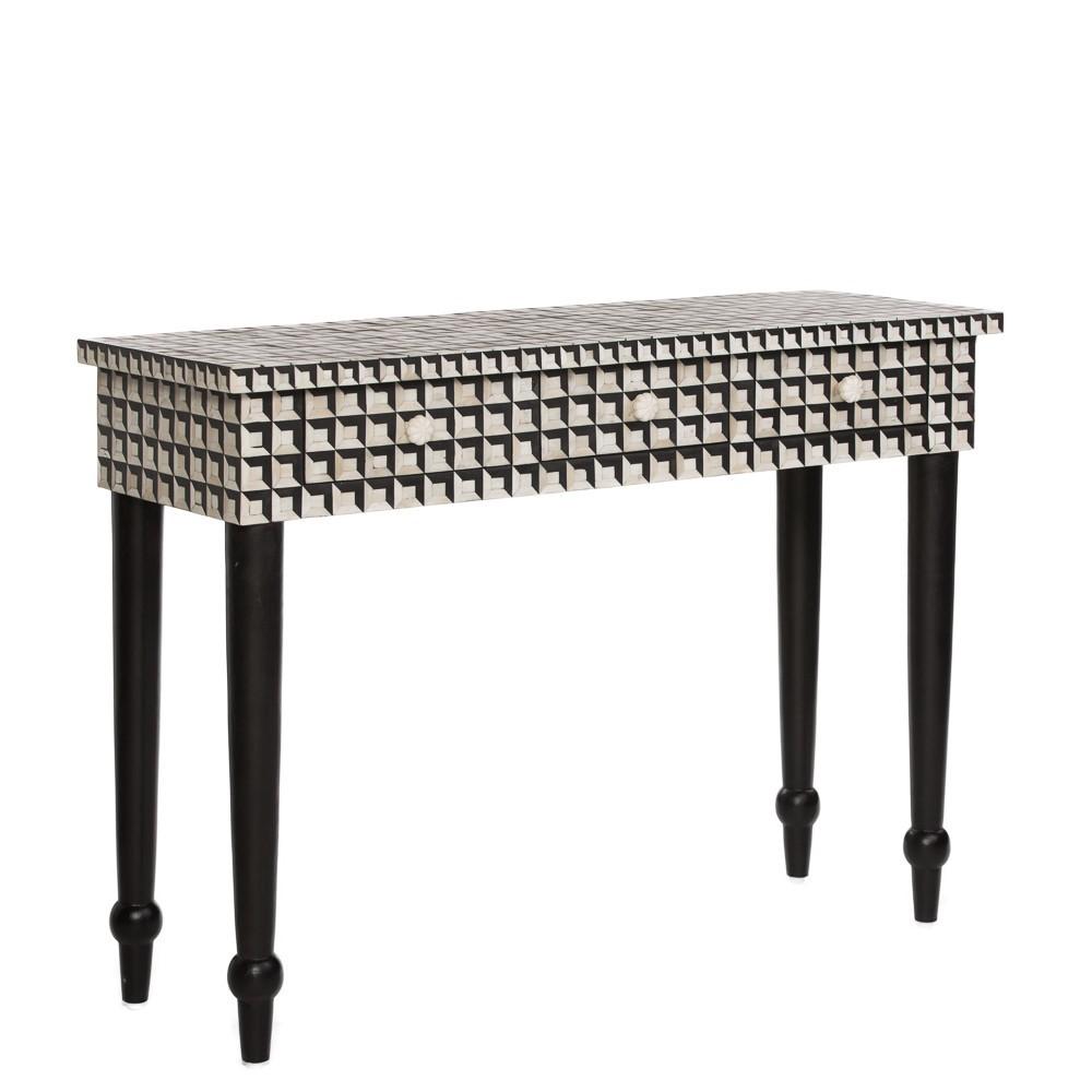 Aryan Dresser Console - Black & White Bone Inlay