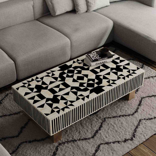 Aliza Coffee Table - Black Bone Inlay front side