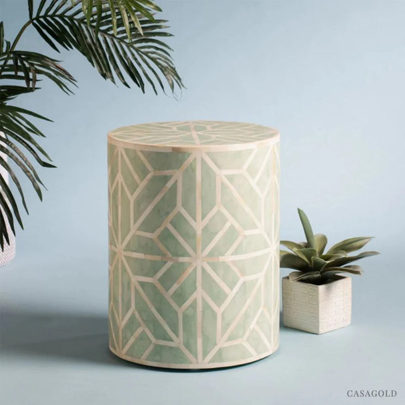 Amnan Side Table - Green Bone Inlay front side