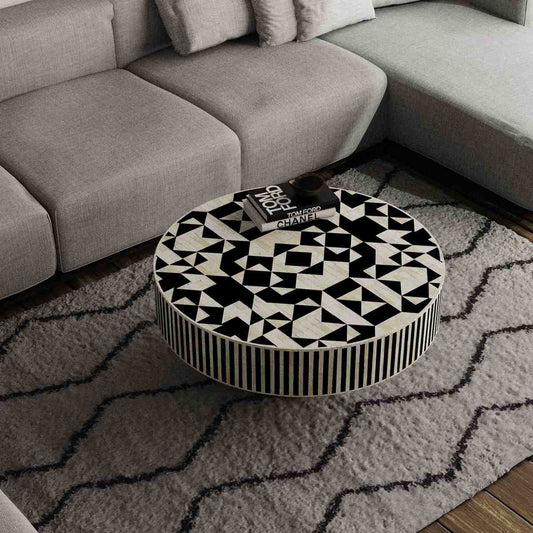 Arbah Coffee Table - Black Bone Inlay front side