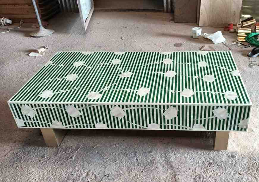 Aza Coffee Table - Bone inlay furniture front side