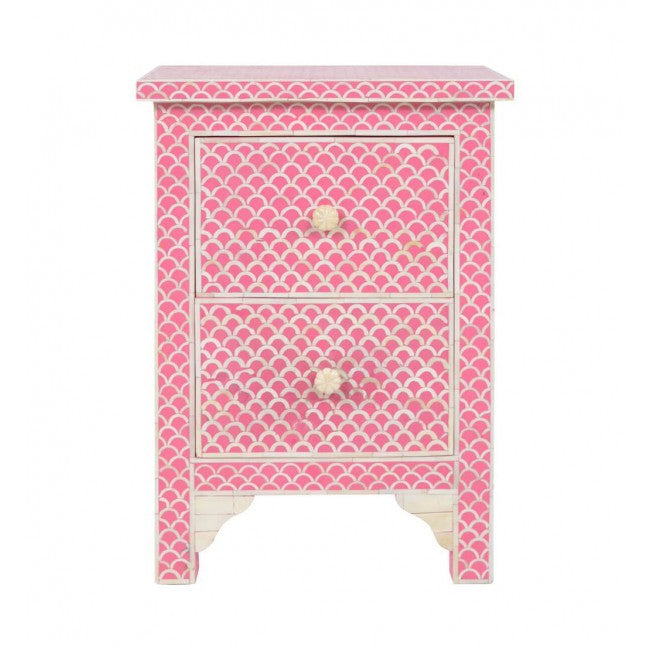 Ayra Side Drawer - Pink Bone Inlay