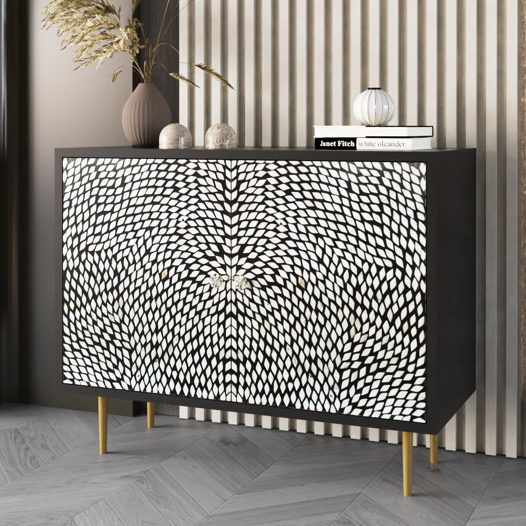 Zarah Cabinet - Black Mother of Pearl Inlay