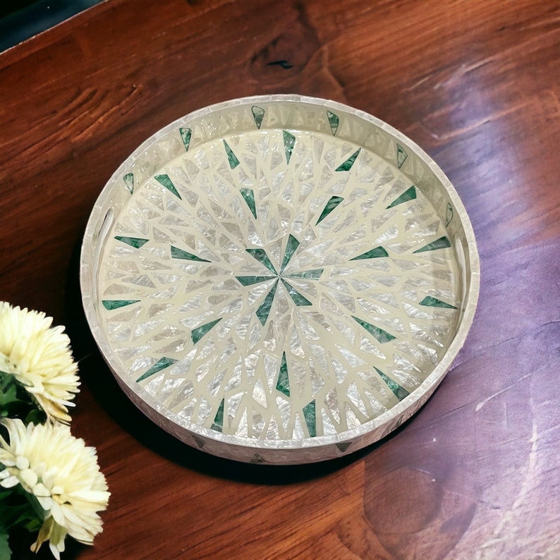 Emaar Tray - Green Mother Of Pearl front side