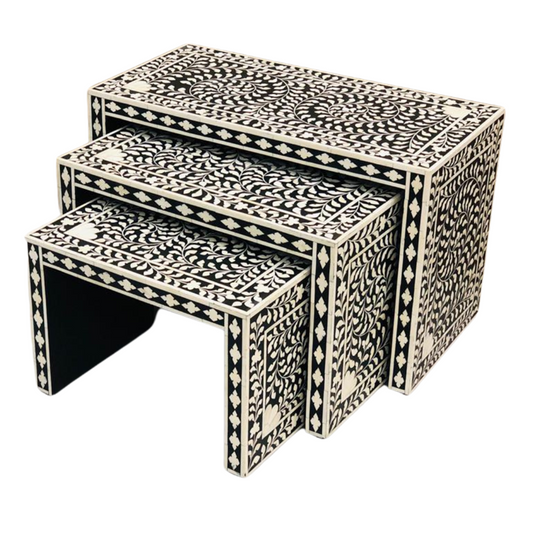 Jannah Nesting Side Table - Black Bone Inlay