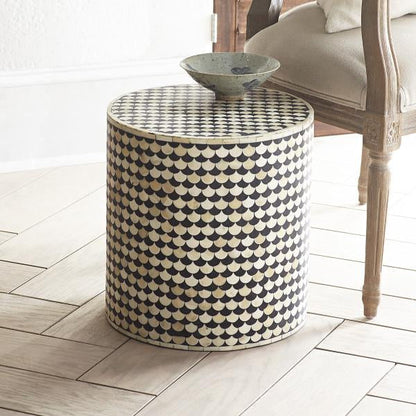 Mosaic Side Table - Black Bone Inlay