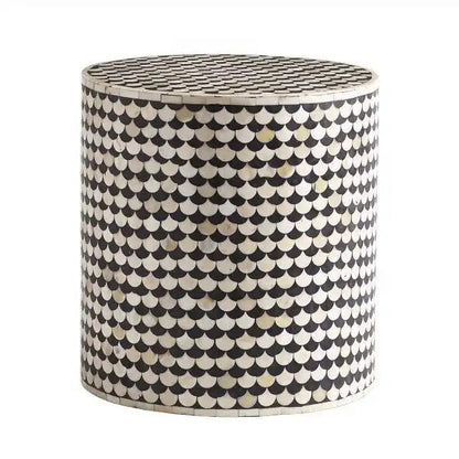 Mosaic Side Table - Black Bone Inlay