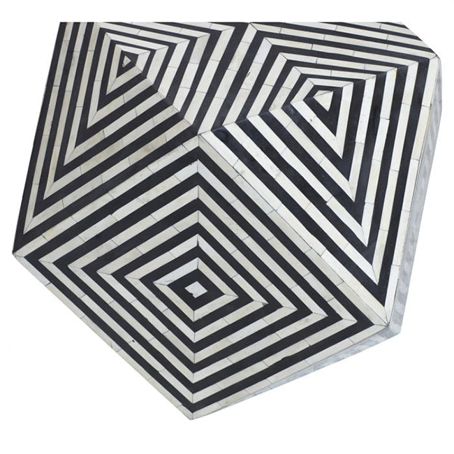 Aryan Side Table - Black & White Bone Inlay