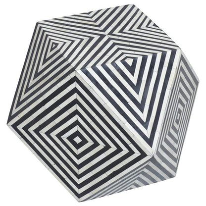 Aryan Side Table - Black & White Bone Inlay