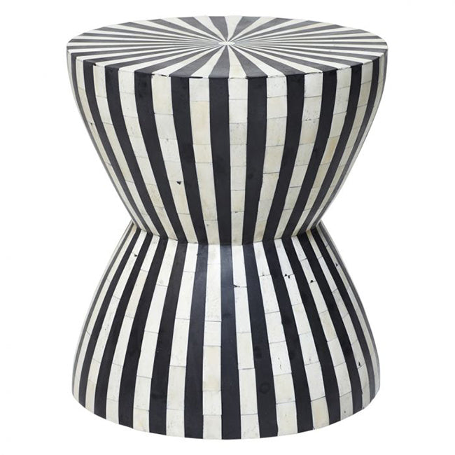 Sumail Side Table - Black & White Bone Inlay