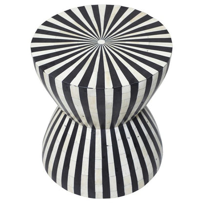 Sumail Side Table - Black & White Bone Inlay