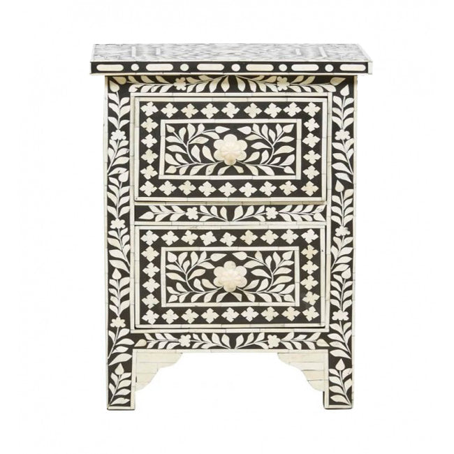 Amadi Side Drawer - Black Bone Inlay