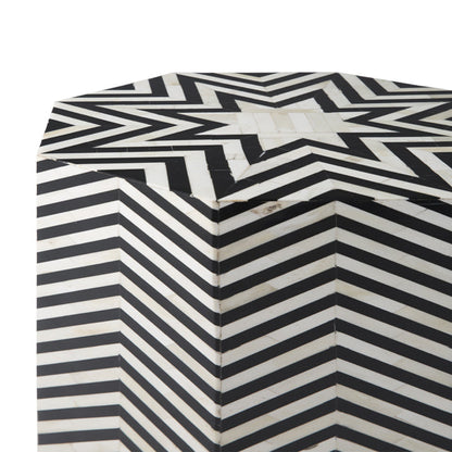 Aaisha Side Table - Black & White Bone Inlay