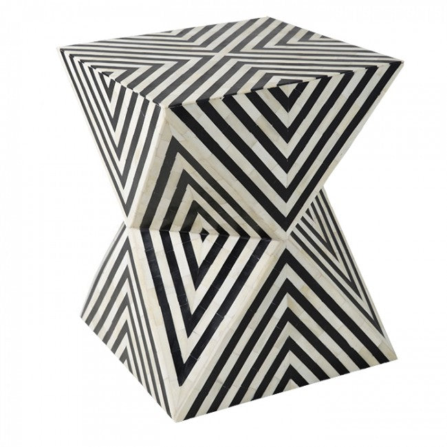 Athaar Side Table - Black & White Bone Inlay