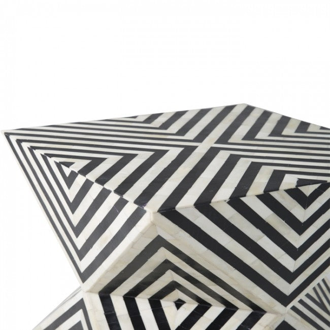 Athaar Side Table - Black & White Bone Inlay