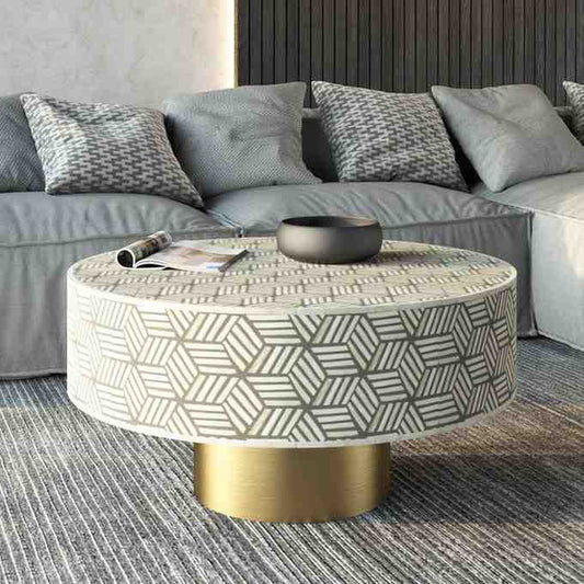 Manzil Coffee Table - Bone Inlay furniture front side