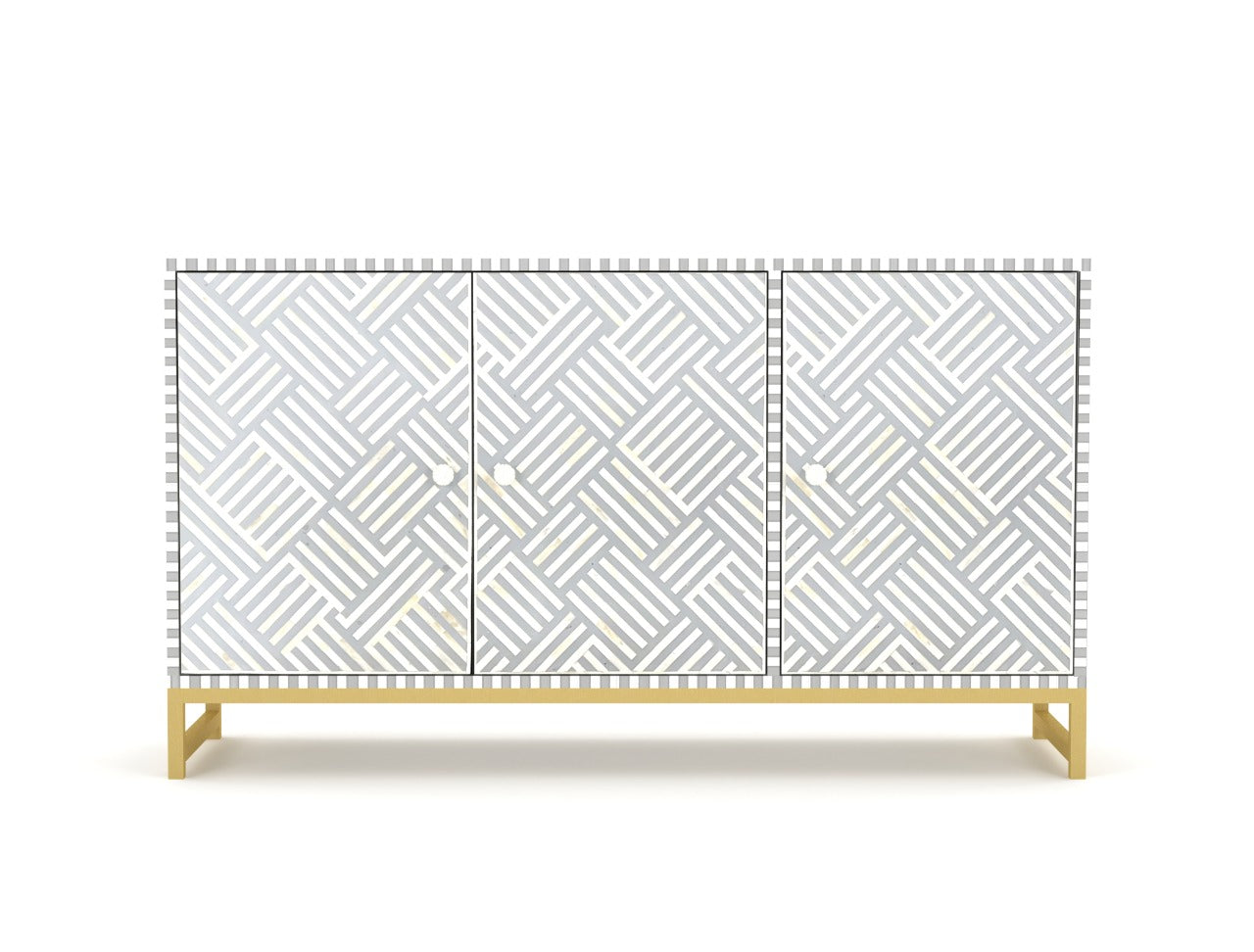 Ameerah Cabinet - Grey & White Bone Inlay