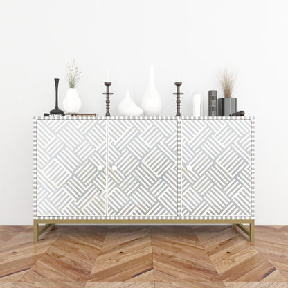 Ameerah Cabinet - Grey & White Bone Inlay